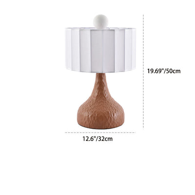 Traditionelle japanische Säule Stoff Harz 1-Licht Tischlampe für Wohnzimmer 