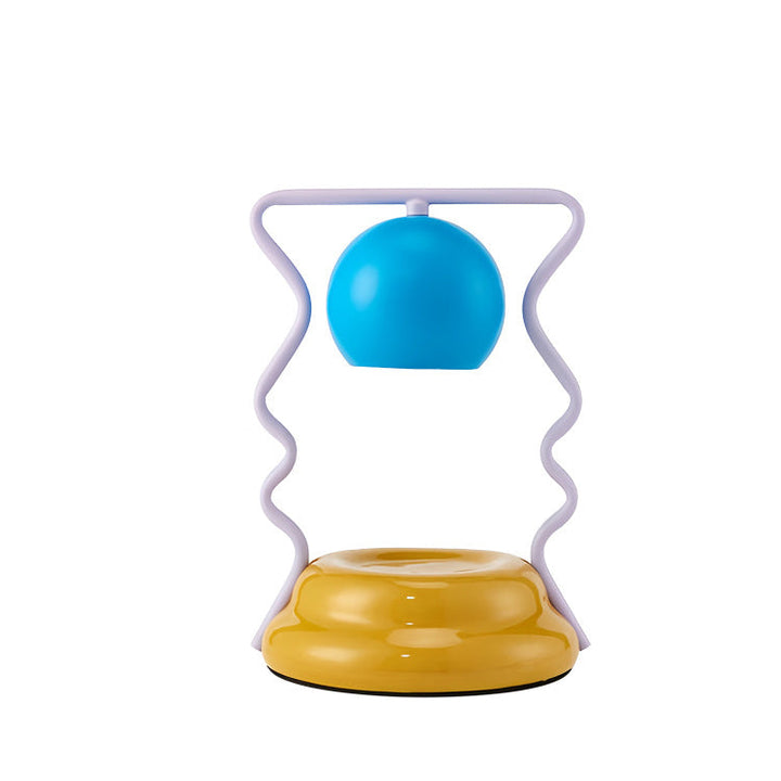 Lámpara de mesa de cera derretida de 1 luz con base de cerámica en forma de casa de hongo de hierro creativo contemporáneo para dormitorio 