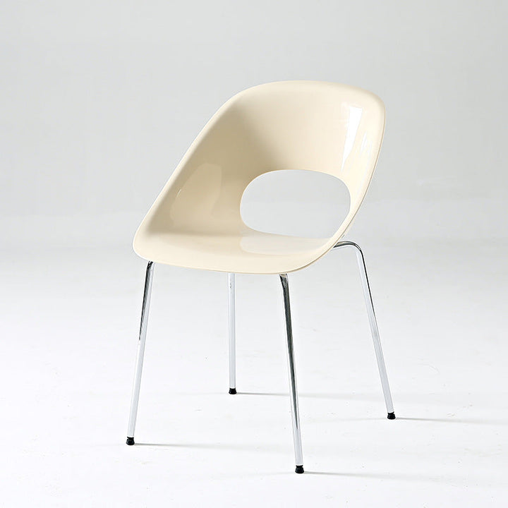 Silla de comedor contemporánea y creativa con respaldo cuadrado calado de plástico y hierro para comedor 