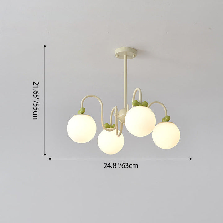 Moderne minimalistische Creme Bogen Runde Ball Hardware Glas 4/5/6/8 Licht Kronleuchter für Wohnzimmer 