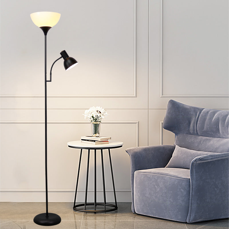 Lámpara de pie de hierro minimalista moderna de medio círculo con 2 luces para sala de estar 