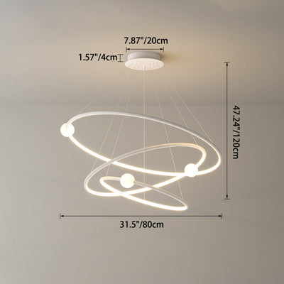 Moderner minimalistischer mehrstufiger Kreis aus Aluminium, Eisen und Silikon, LED-Kronleuchter für Wohnzimmer 