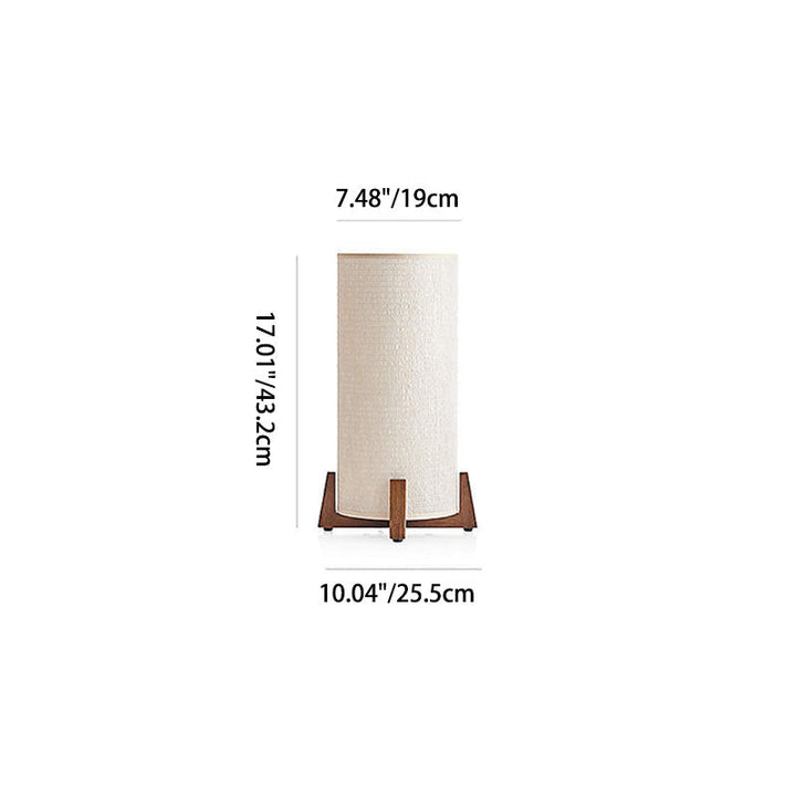 Lampe de table en bois cylindrique japonaise traditionnelle à 1 lumière pour chambre 