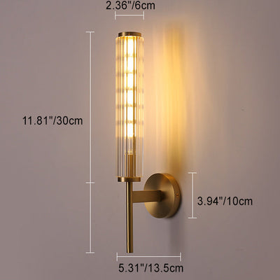 Moderne Luxus Messing Glas Zylinder 1-Licht Wandleuchte Lampe für Schlafzimmer 