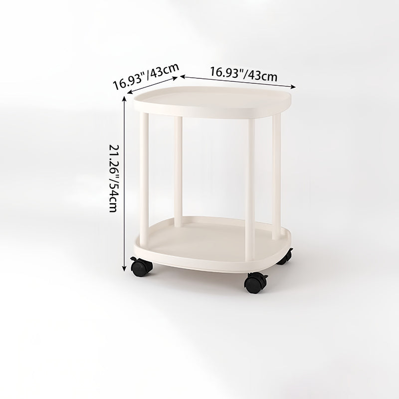 Mesa Auxiliar Escandinava Contemporánea Cuadrada de Acero al Carbono PP de 2 Niveles Movible para Dormitorio 