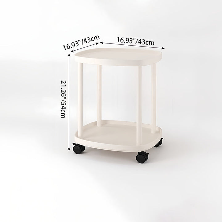 Mesa Auxiliar Escandinava Contemporánea Cuadrada de Acero al Carbono PP de 2 Niveles Movible para Dormitorio 