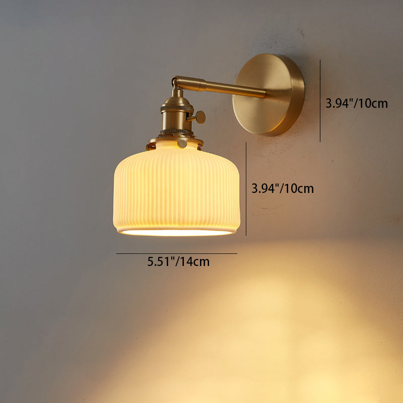 Moderne minimalistische gestreifte Keramikglas 1-Licht Wandleuchte 