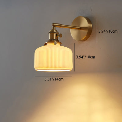 Modern Minimalist Striped Ceramic Jar 1-Light Wall Sconce Lamp