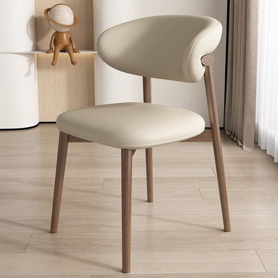 Moderna silla de comedor sin brazos de cuero nappa cuadrado nórdico contemporáneo con marco de metal para comedor 