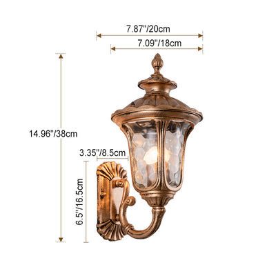 Lampe murale extérieure 1 lumière en verre et aluminium en forme de château étanche traditionnel européen pour jardin 