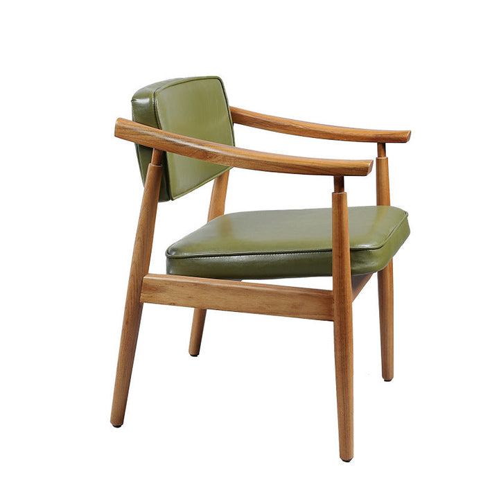 Contemporary Nordic PU Leather Rubberwood Sponge Square Rectangular Dining Chair Backrest Armrest For Dining Room