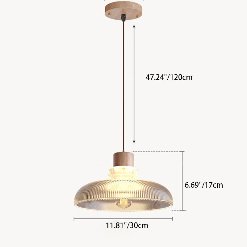 Moderne Minimalistische Gestreifte Scheibe Log Glas 1-Licht Pendelleuchte 