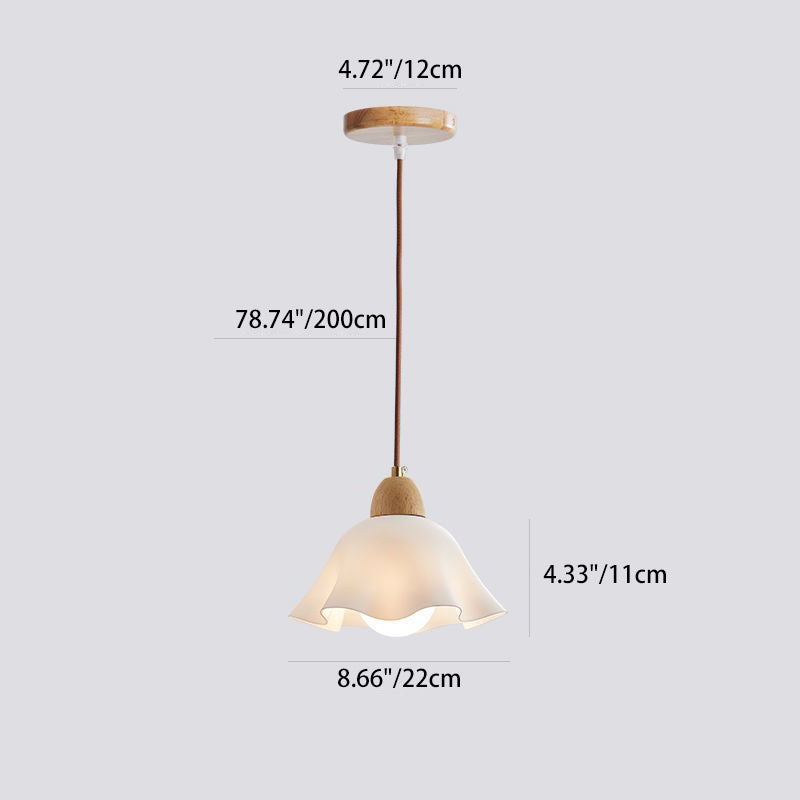 Traditionelle japanische Glas-Acryl-Blumenschirm-Pendelleuchte mit 1 Licht für Wohnzimmer 