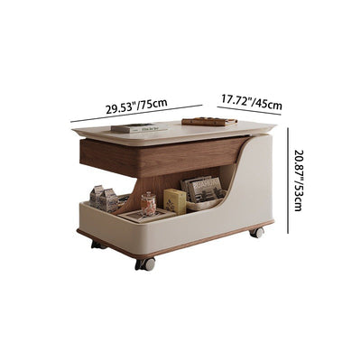 Table d'appoint réglable en hauteur avec plateau en pierre frittée rectangulaire nordique contemporain à roulettes à 3 niveaux pour salon 