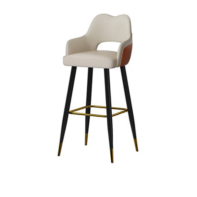 Modern Minimalist Square Wave Backrest Artificial Leather Carbon Steel Bar Stool Armrest For Dining Room