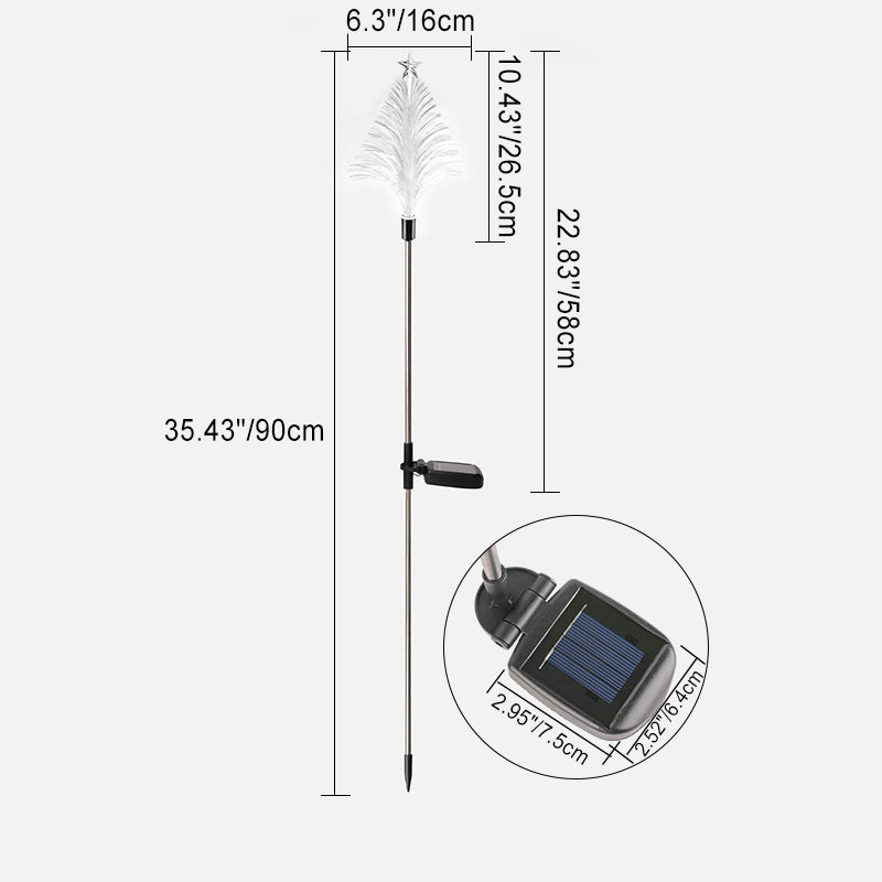 Modern Art Deco Solar Waterproof ABS Stainless Steel Fiber Optic Tree Star LED Landscape Lighting Outdoor Light For Garden