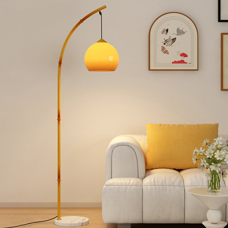 Traditionelle Vintage-Stehlampe mit Mondlicht und Glaskugelschirm und Marmorsockel, 1 Licht, fürs Arbeitszimmer 