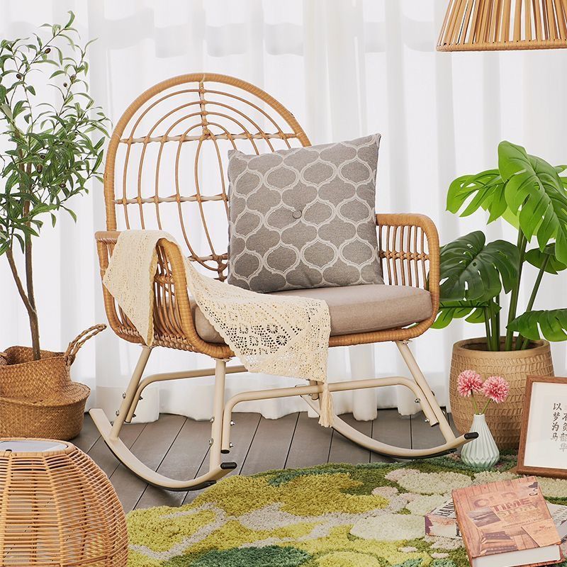 Coussin Carré Traditionnel Chinois en Rotin Éponge en Acier Alliage pour Dossier de Fauteuil Inclinable avec Accoudoirs pour Salon 