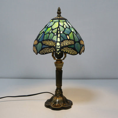 Vintage Tiffany Animal Flower Decoration Stained Glass Dome 1-Light Table Lamp