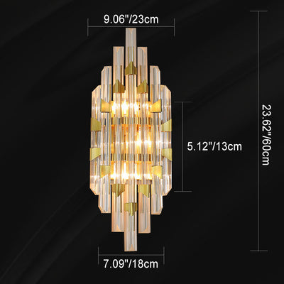 Zeitgenössische Luxus Streifen Hardware Kristall 2/4 Licht Wandleuchte Lampe für Wohnzimmer 