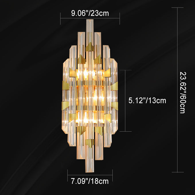 Zeitgenössische Luxus Streifen Hardware Kristall 2/4 Licht Wandleuchte Lampe für Wohnzimmer 