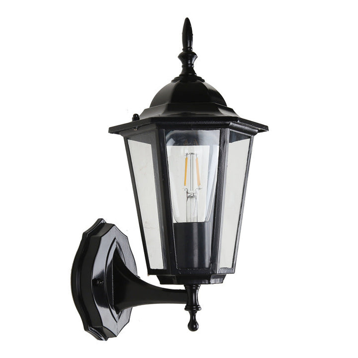 Zeitgenössische industrielle sechseckige Aluminiumrahmen Milchglas 1-Licht Außenwandleuchte Lampe für Garten 