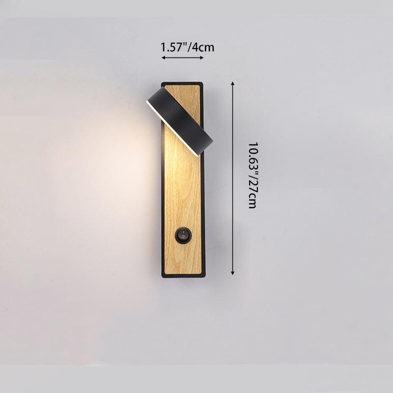 Applique Murale LED Rotative Rectangle en Aluminium Géométrique de Simplicité Contemporaine pour Chambre 