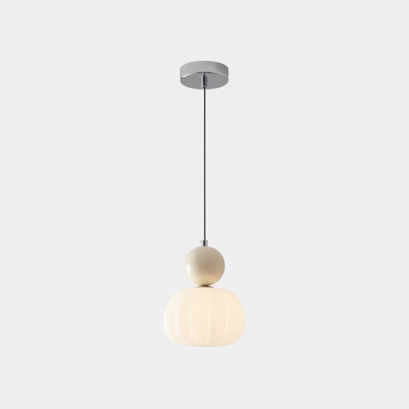 Moderne minimalistische runde Kürbis Eisen Acryl 1-Licht Pendelleuchte für Schlafzimmer 
