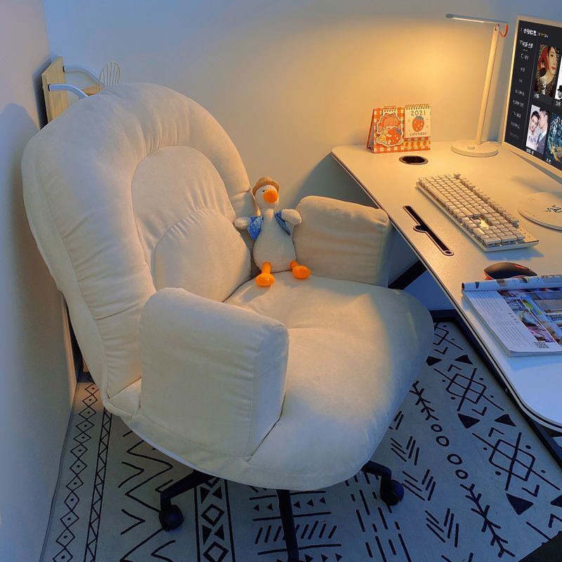 Zeitgenössischer skandinavischer gebogener quadratischer Baumwoll-Leinen-Nylon-Schreibtischstuhl mit Rückenlehne und Armlehne für das Home Office 