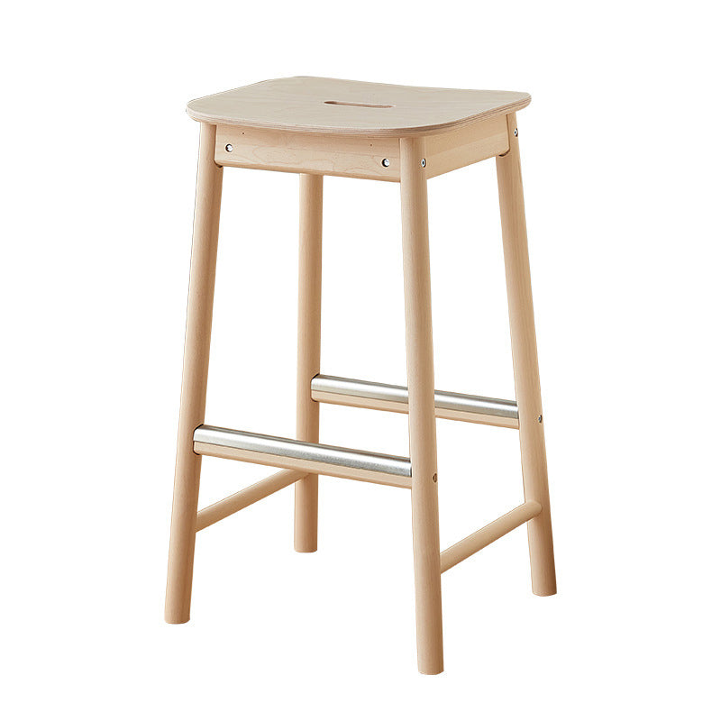 Reposapiés de taburete de bar rectangular de madera nórdica contemporánea para cocina 