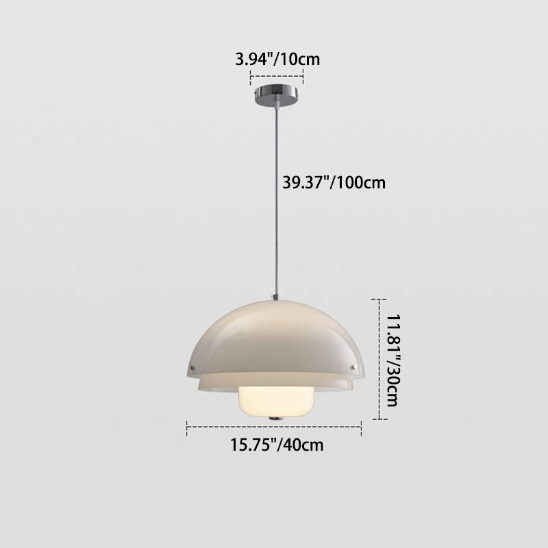 Zeitgenössische nordische runde Kuppel Eisen Glas Acryl 1-Licht Pendelleuchte für Wohnzimmer 