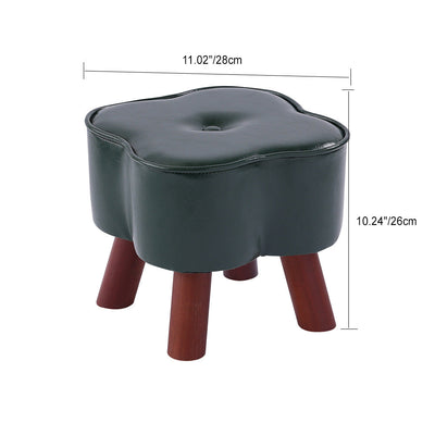 Tabouret rond en cuir ciré à l'huile moderne Art Déco Trèfle en bois massif sans dossier ni accoudoirs pour salon 
