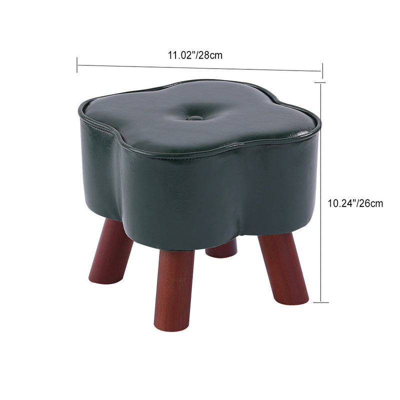 Tabouret rond en cuir ciré à l&