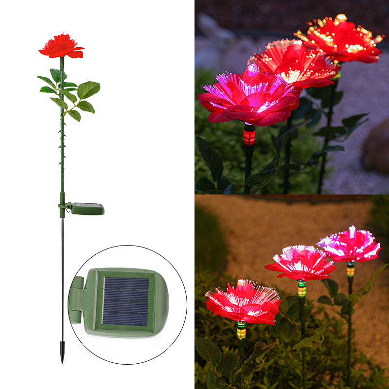 Zeitgenössische kreative Solar-Edelstahl-Fabric-Rosen-LED-Außenbodensteckleuchte für den Garten 