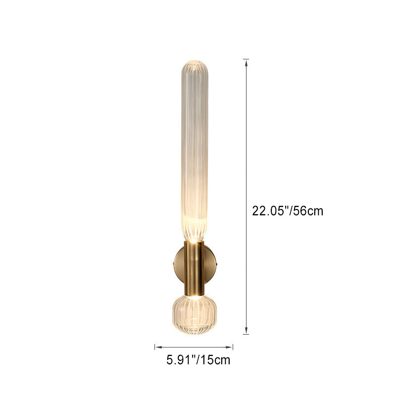 Moderne minimalistische Zylinder gestreifte Glas Eisen LED Wandleuchte Lampe für Wohnzimmer 