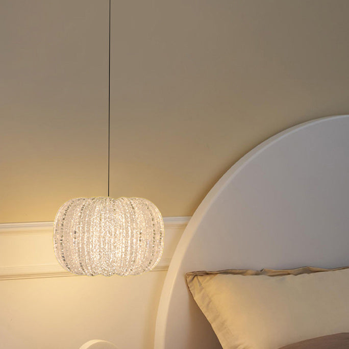Lustre à LED en acrylique avec matériel citrouille ronde créative contemporaine pour chambre 