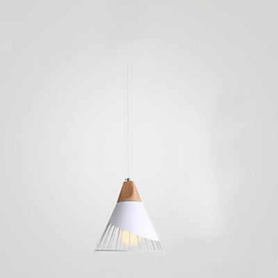 Moderne minimalistische konische Massivholz Eisen 1-Licht Pendelleuchte für Wohnzimmer 