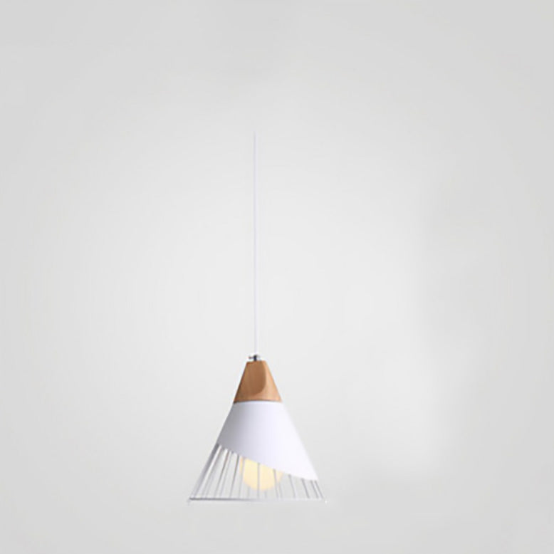 Moderne minimalistische konische Massivholz Eisen 1-Licht Pendelleuchte für Wohnzimmer 