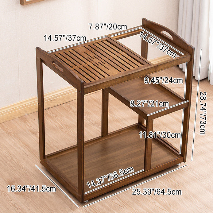 Moderner minimalistischer rechteckiger Massivholz-Beistelltisch mit 3 Ebenen für das Wohnzimmer 