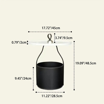 Contemporary Creative Round Barrel Faux Saddle Leather Stainless Steel Coffee Table Tote For Living Room