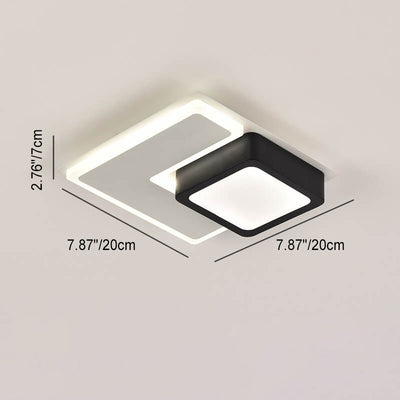 Nordic Minimalist Square Round Geometric Ring Design LED Flush Mount Ceiling Light