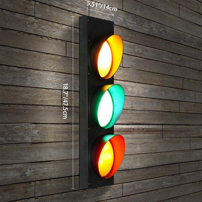 Contemporary Creative Rectangle Traffic Signal Iron Glass LED Wall Sconce Lamp For Living Room