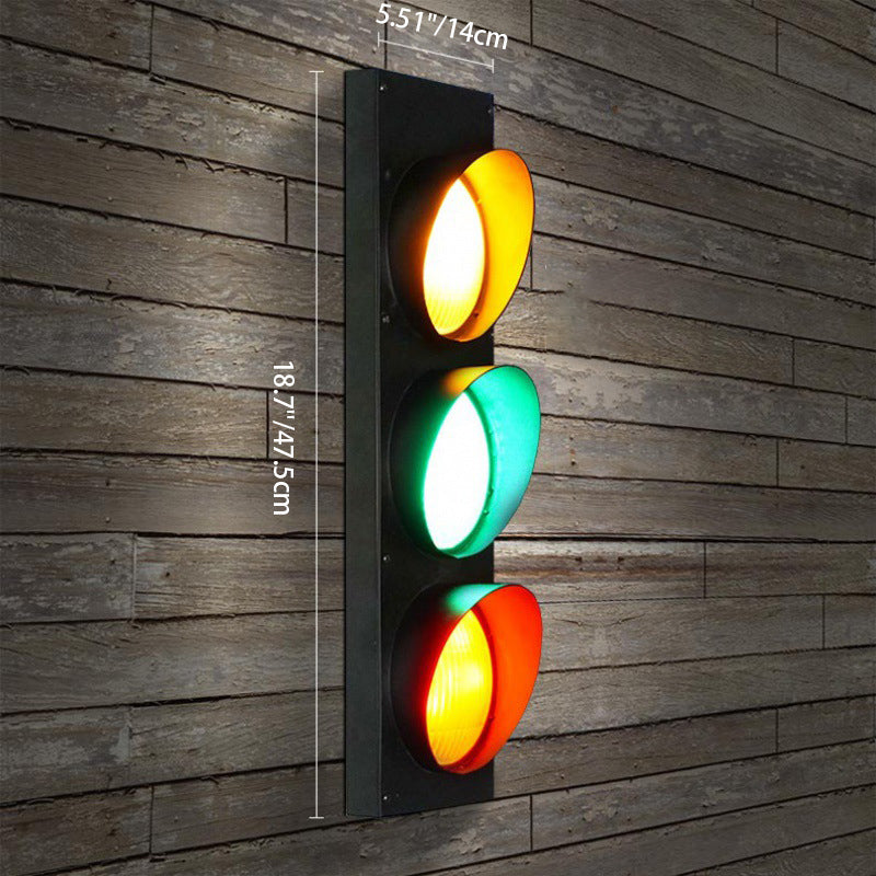 Contemporary Creative Rectangle Traffic Signal Iron Glass LED Wall Sconce Lamp For Living Room
