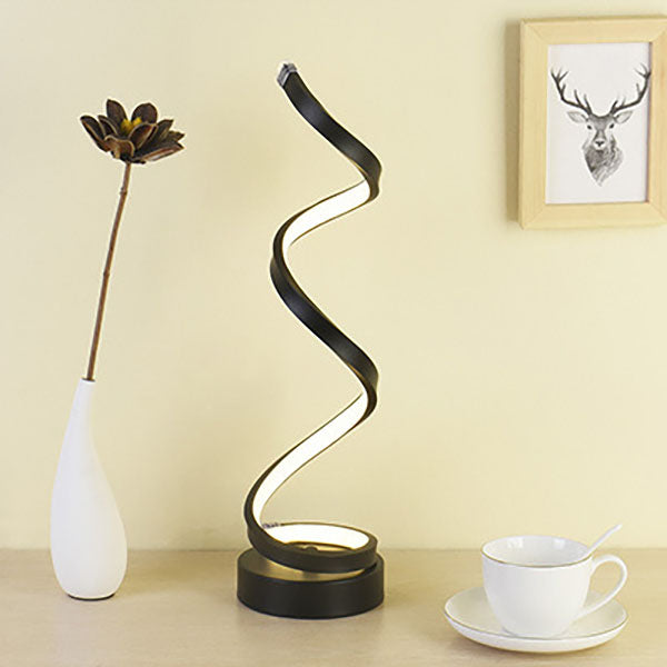 Lampe de table à LED en aluminium fer vague de simplicité moderne pour chambre 