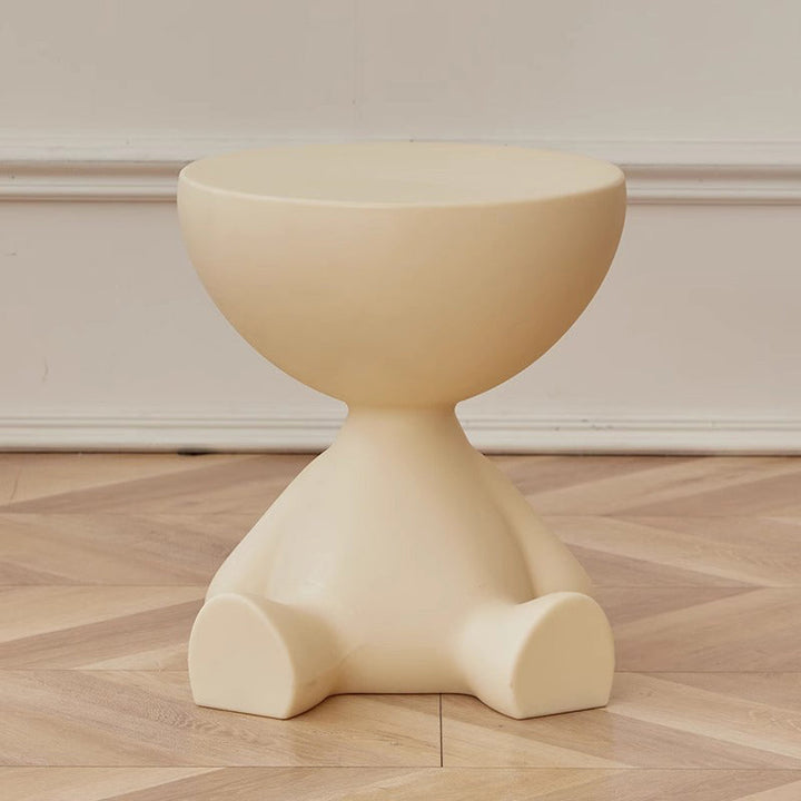 Table d'appoint ronde scandinave contemporaine avec base en PE et ours cartoon pour salon 
