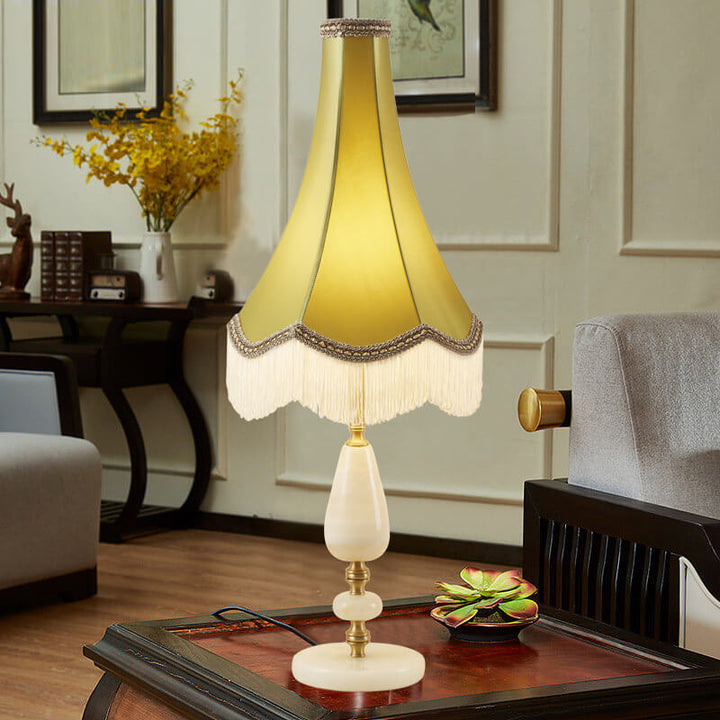 Lampe de Table à 1 Lumière avec Franges en Tissu de Luxe Moderne 