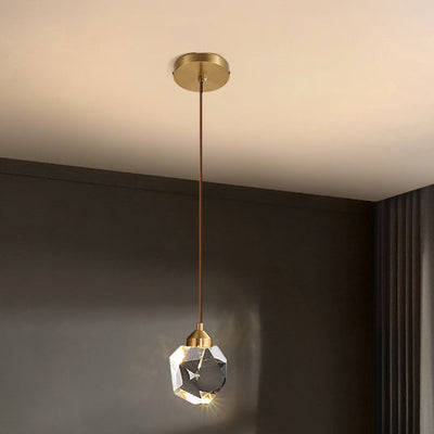 Moderne Luxus funkelnde Kristall Stein Eisen 1-Licht Pendelleuchte für Wohnzimmer