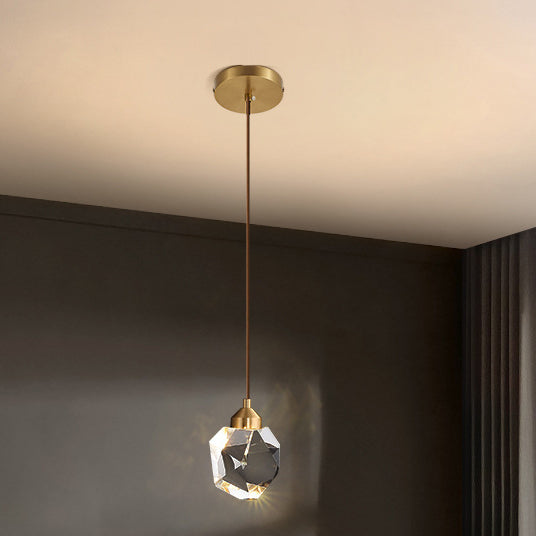 Moderne Luxus funkelnde Kristall Stein Eisen 1-Licht Pendelleuchte für Wohnzimmer
