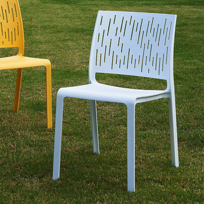 Silla Cuadrada de Plástico Minimalista Moderna con Cuatro Patas y Respaldo para Patio Exterior 