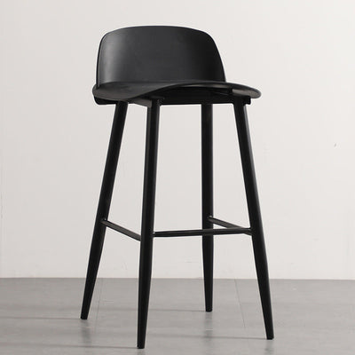 Moderner minimalistischer rechteckiger Barhocker aus Kohlenstoffstahl mit Kunststofflehne für das Esszimmer 